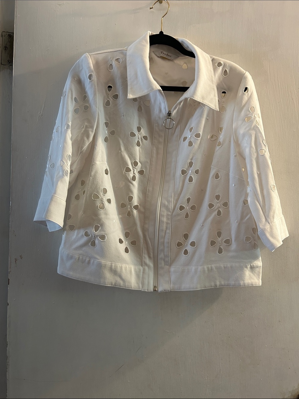 TanJay Petites White Eyelet Cutout Jacket